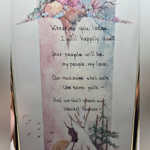 Sue Weaver Morning Star Watercolor Native Americans Tee Pee Forest Love Sayings - Picture 3 of 9